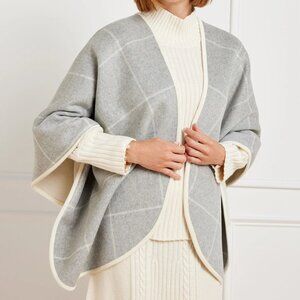 Talbots Pinetree Reversible Wool Twill Cape